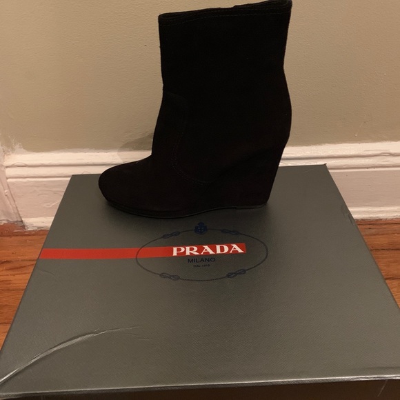 Calzature Donna - Suede Wedged Boot - Picture 2 of 4